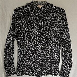 Rebecca Taylor Womens Blouse 100% Silk Button Up Floral Shirt EUC!